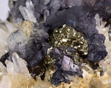 12cms GALENA QUARTZ PYRITE CRYSTAL CUBIC PERU MINERAL SPECIMEN  GB37