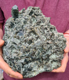 19cms EPIDOTE QUARTZ CRYSTALS PERU CLUSTER COLLECTOR GREEN COLOR MINERAL CB92