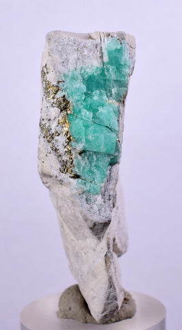 4.9cms GEM EMERALD CRYSTAL PYRITE CALCITE QUARTZ COLOMBIA MINERAL SPECIMEN EB35