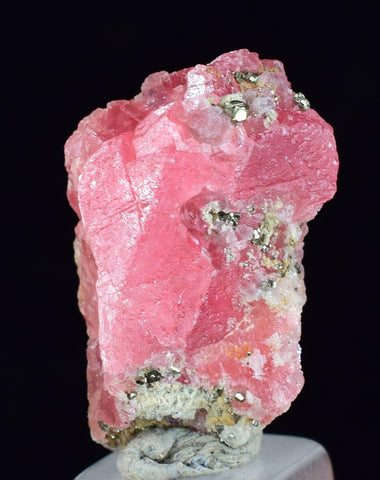 2.2cms RHODOCHROSITE QUARTZ PYRITE CHINA CRYSTAL RHOMBOHEDRAL MINIATURE RB656