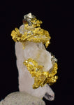 0.6 cms UNIQUE NATIVE GOLD INCAS PYRITE CUBES PERU QUARTZ CRYSTALS LB125