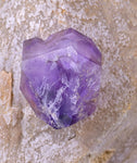 11.7cm TWIN AMETHYST ON JAPAN LAW TWIN QUARTZ MINERAL SPECIMEN PERU UNIQUE AB243