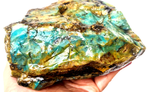 1.4kg GEM BLUE OPAL PERU ROUGH SCENIC SEASCAPE MINERAL SPECIMEN OB53