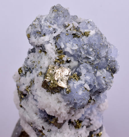 6.1cm  BLUE DOLOMITE SELLAITE CRYSTALS CHALCOPYRITE QUARTZ CALCITE PERU GB28