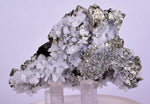 7.1cms PYRITE CUBIC QUARTZ CALCITE PERU SHINY CRYSTALS MINERAL COLLECTOR MB124