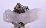 5.5 cms CALCITE TWIN QUARTZ PYRITE DICKITE PERU HUANZALA AB125