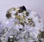 14cm BLUE DOLOMITE SELLAITE CRYSTALS CHALCOPYRITE QUARTZ CALCITE PERU GB35