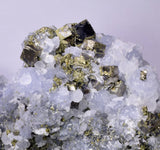 14cm BLUE DOLOMITE SELLAITE CRYSTALS CHALCOPYRITE QUARTZ CALCITE PERU GB35