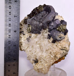 12cms GALENA QUARTZ PYRITE CRYSTAL CUBIC PERU MINERAL SPECIMEN  GB37