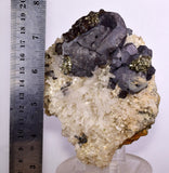 12cms GALENA QUARTZ PYRITE CRYSTAL CUBIC PERU MINERAL SPECIMEN  GB37
