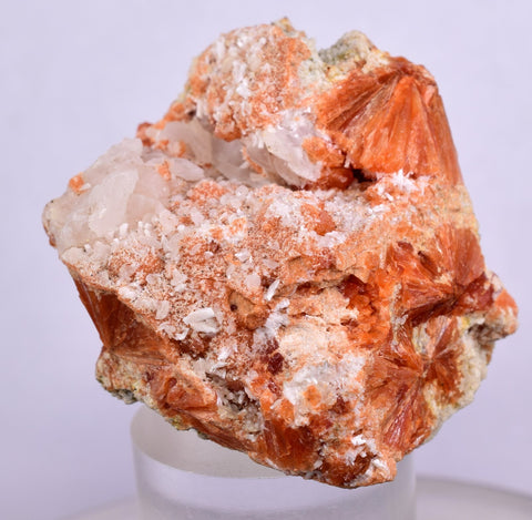 3.9 cms RED ORANGE ZEOLITE STILBITE LAUMONTITE CALCITE CRYSTALS PERU FB64