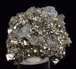 5.4cms PYRITE CUBIC FLUORITE PERU SHINY CRYSTALS MINERAL COLLECTOR MB133