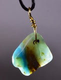 GEM BLUE OPAL SCENIC PERU TUMBLED PENDANT BLACK NECKLACE SEASCAPE JEWELRY JB12