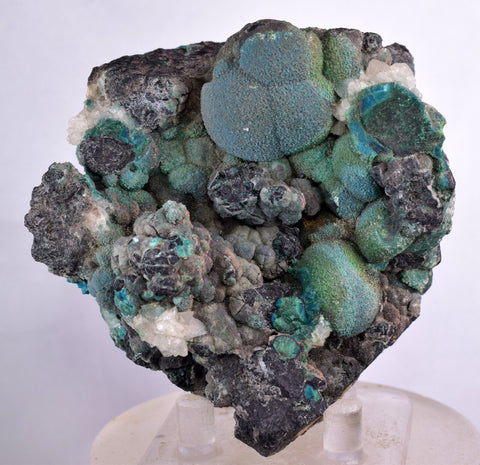 7.9cms DRUZY CHRYSOCOLLA QUARTZ MALACHITE BOTRYOIDAL PERU MINERAL SPECIMEN DB84