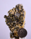6.7cms APATITE SIDERITE QUARTZ CRYSTALS CHALCOPYRITE BORNITE PYRITE PERU AB62