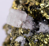 4.1cms APATITE SIDERITE QUARTZ CRYSTALS CHALCOPYRITE BORNITE PYRITE PERU AB06