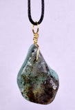 GEM BLUE OPAL SCENIC PERU TUMBLED PENDANT BLACK NECKLACE SEASCAPE JEWELRY JB11