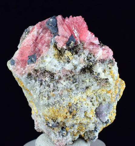 3.8cms RHODOCHROSITE GALENA PYRITE CHINA CRYSTAL RHOMBOHEDRAL MINIATURE RB659