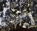 6.5cms PYRITE CUBIC QUARTZ CALCITE PERU SHINY CRYSTALS MINERAL COLLECTOR MB21