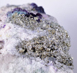 15ms  GREEN PURPLE FLUORITE PYRITE CRYSTAL PERU HUANZALA MINE SHINY KB17