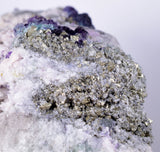 15ms  GREEN PURPLE FLUORITE PYRITE CRYSTAL PERU HUANZALA MINE SHINY KB17