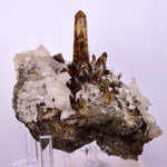 11cms CALCITE TOOTH DOG WITH QUARTZ CRYSTALS PERU SHINY MINERAL SPECIMEN QB103