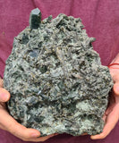 19cms EPIDOTE QUARTZ CRYSTALS PERU CLUSTER COLLECTOR GREEN COLOR MINERAL CB92