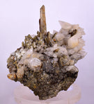 11cms CALCITE TOOTH DOG WITH QUARTZ CRYSTALS PERU SHINY MINERAL SPECIMEN QB103
