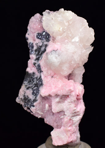 5.9cms RHODOCHROSITE QUARTZ CALCITE CRYSTALS JORDANITE (?) GALENA PERU RB505