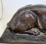 LION SCULPTURE BRONZE BY SCULPTOR ARTEMIO OCAÑA 34 cms. PERU