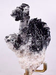 8.8cm GEM TOURMALINE SCHORL TWIN QUARTZ SHINY CRYSTALS PERU MINERAL SPECIMEN WB4