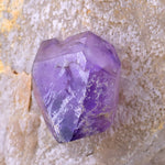 11.7cm TWIN AMETHYST ON JAPAN LAW TWIN QUARTZ MINERAL SPECIMEN PERU UNIQUE AB243