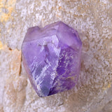 11.7cm TWIN AMETHYST ON JAPAN LAW TWIN QUARTZ MINERAL SPECIMEN PERU UNIQUE AB243