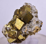 5.1cms PYRITE CHALCOPYRITE CUBIC QUARTZ  PERU SHINY CRYSTALS MINERAL MB109