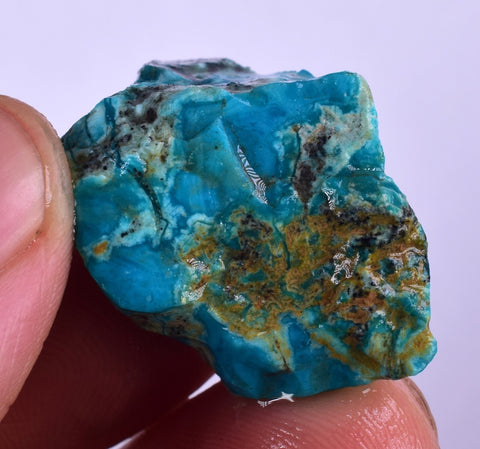 47carats GEM SILICA CHRYSOCOLLA CHALCEDONY PERU HIGH YIELD NEW FIND ROUGH SB160
