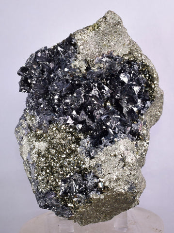 9.9cms GEM TETRAHEDRITE PYRITE CRYSTALS PERU MINERAL SPECIMEN IB73
