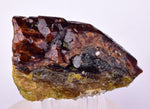 8.2cms  GEM GARNET  BANDED QUARTZ EPIDOTE CRYSTALS PERU SHINY SHARP RARE GB65