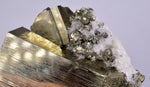 8.5cms PYRITE CUBIC QUARTZ CALCITE PERU SHINY CRYSTALS MINERAL COLLECTOR MB112