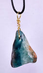 GEM BLUE OPAL SCENIC PERU TUMBLED PENDANT BLACK NECKLACE SEASCAPE JEWELRY JB17