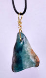 GEM BLUE OPAL SCENIC PERU TUMBLED PENDANT BLACK NECKLACE SEASCAPE JEWELRY JB17
