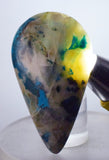 7.3 cms BLUE CHRYSOCOLLA QUARTZ MALACHITE PERU SCENIC CABOCHON PENDANT BB111