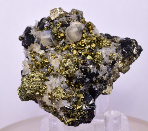 4.1cms APATITE QUARTZ PYRITE CRYSTALS PERU HUANZALA AB246