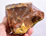 9cms GOLDEN AGATE CHALCEDONY ? BANDED ROUGH CHOCOLATE TRANSLUCENT PERU AB220