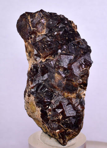 6cms  GEM GARNET STEPPED SPESSARTINE CRYSTALS PERU SHINY SHARP RARE GB54