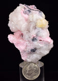 5.9cms RHODOCHROSITE QUARTZ CALCITE CRYSTALS JORDANITE (?) GALENA PERU RB505