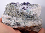 15ms  GREEN PURPLE FLUORITE PYRITE CRYSTAL PERU HUANZALA MINE SHINY KB17