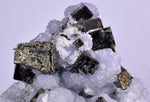 10cm  BLUE DOLOMITE SELLAITE CRYSTALS CHALCOPYRITE QUARTZ CALCITE PERU GB31