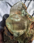 21.5cms TWIN SELENITE CRYSTALS CHRYSOCOLLA SPHERES INSIDE LILY MINE PERU TB126
