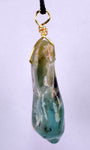 GEM BLUE OPAL SCENIC PERU TUMBLED PENDANT BLACK NECKLACE SEASCAPE JEWELRY JB14