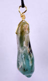 GEM BLUE OPAL SCENIC PERU TUMBLED PENDANT BLACK NECKLACE SEASCAPE JEWELRY JB14